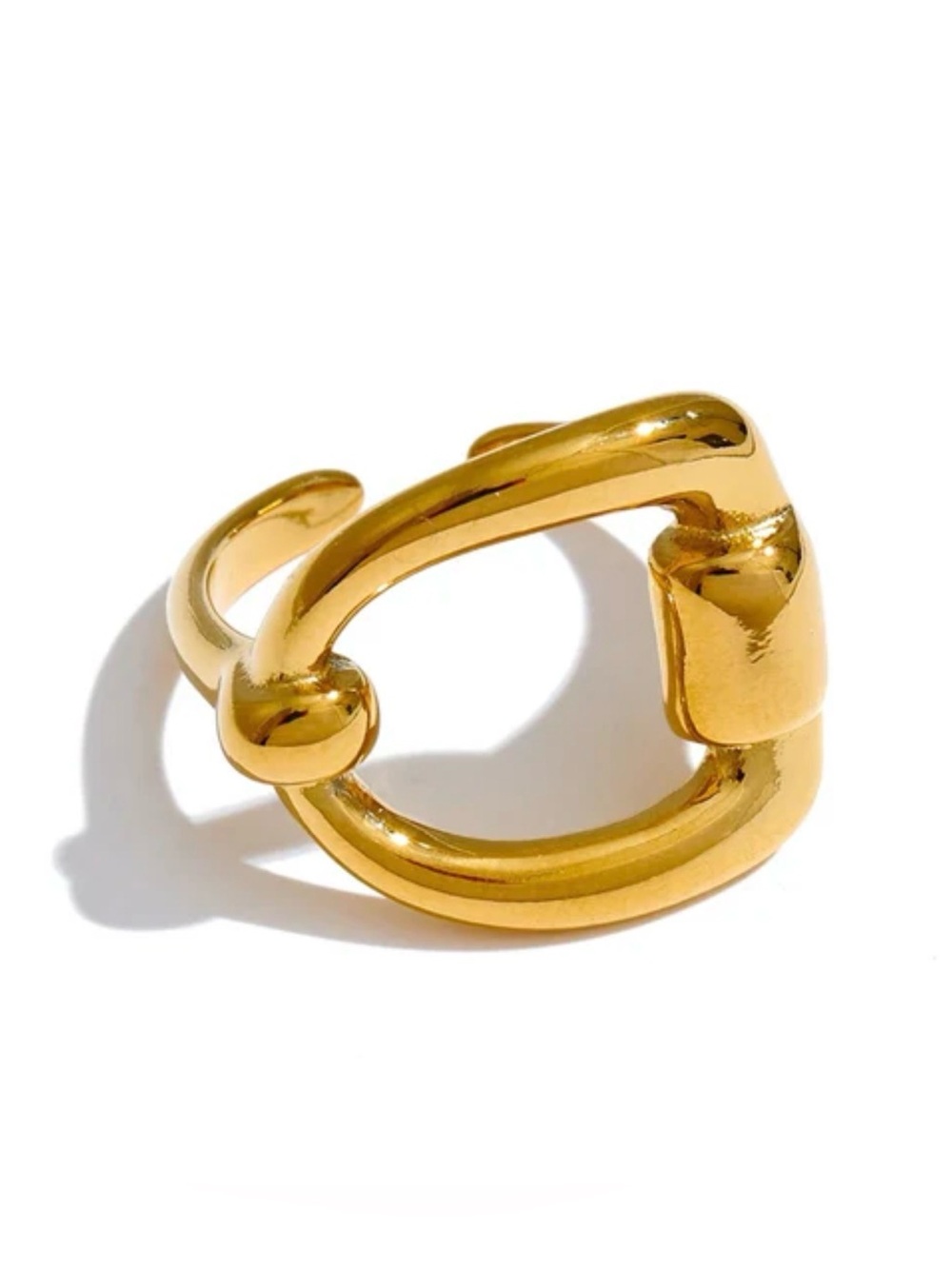 New Revolve Gold Plated Vintage Style HorseBit Equestrian Buckle Minimalist Ring